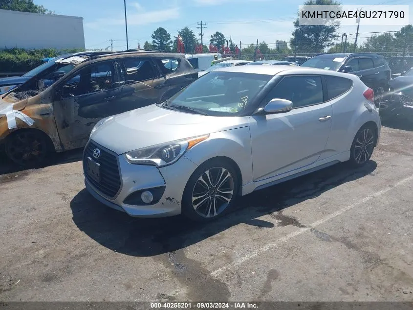 2016 Hyundai Veloster Turbo VIN: KMHTC6AE4GU271790 Lot: 40255201