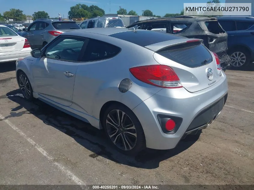 2016 Hyundai Veloster Turbo VIN: KMHTC6AE4GU271790 Lot: 40255201