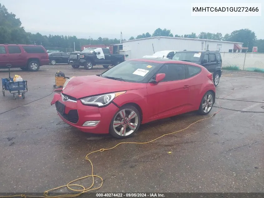 2016 Hyundai Veloster VIN: KMHTC6AD1GU272466 Lot: 40274422