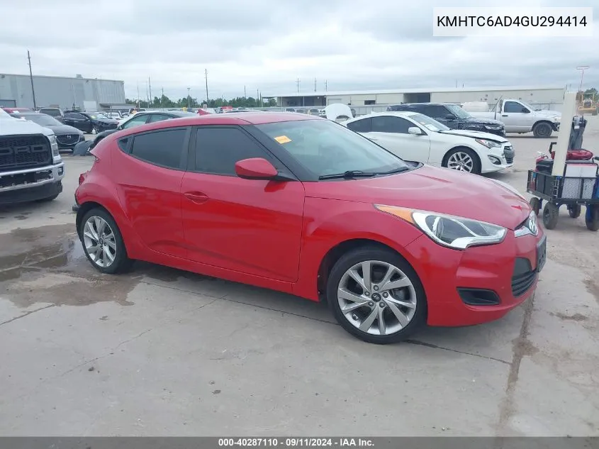 KMHTC6AD4GU294414 2016 Hyundai Veloster