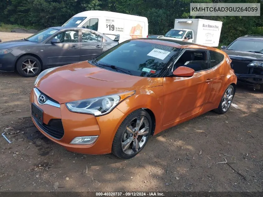 2016 Hyundai Veloster VIN: KMHTC6AD3GU264059 Lot: 40320737