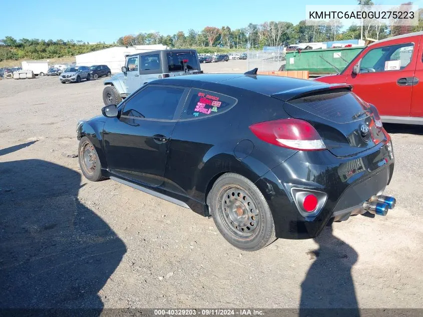 2016 Hyundai Veloster Turbo VIN: KMHTC6AE0GU275223 Lot: 40329203