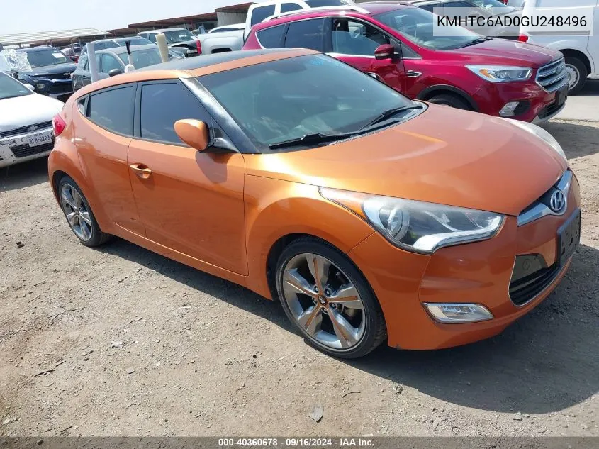 KMHTC6AD0GU248496 2016 Hyundai Veloster