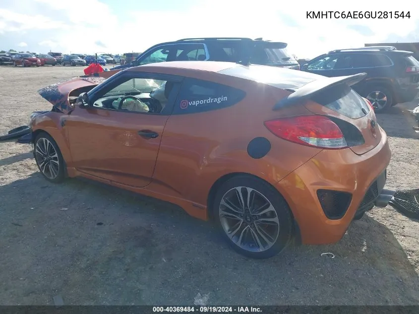 2016 Hyundai Veloster Turbo VIN: KMHTC6AE6GU281544 Lot: 40369484