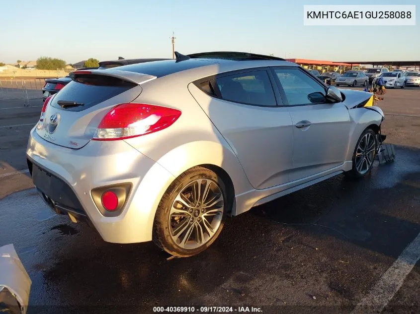 2016 Hyundai Veloster Turbo VIN: KMHTC6AE1GU258088 Lot: 40369910