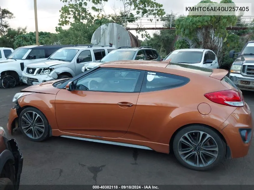 2016 Hyundai Veloster Turbo VIN: KMHTC6AE4GU257405 Lot: 40382118