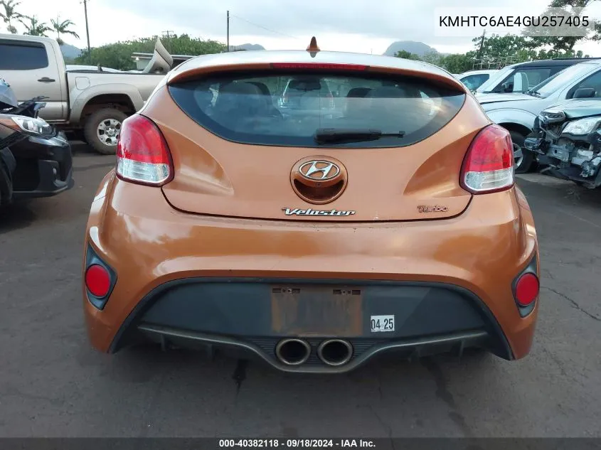 2016 Hyundai Veloster Turbo VIN: KMHTC6AE4GU257405 Lot: 40382118