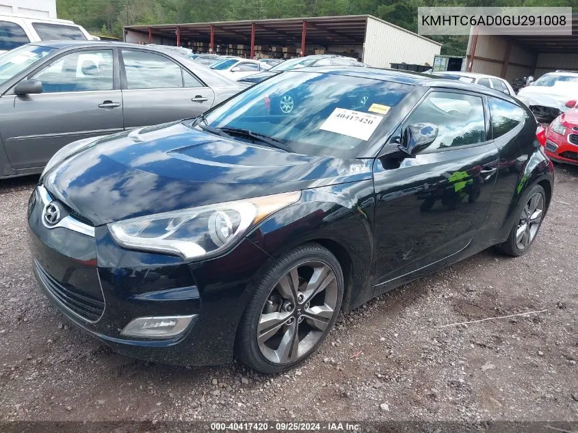 2016 Hyundai Veloster VIN: KMHTC6AD0GU291008 Lot: 40417420