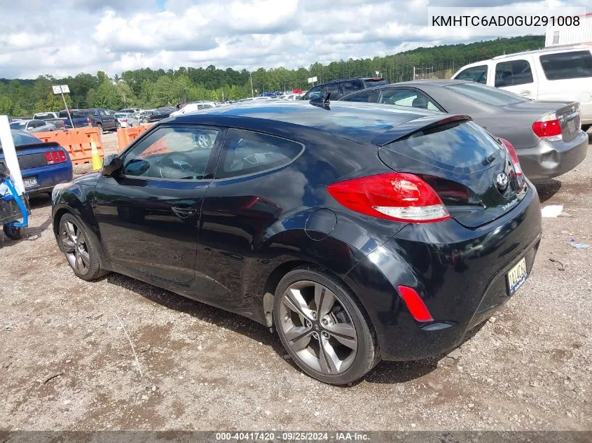 2016 Hyundai Veloster VIN: KMHTC6AD0GU291008 Lot: 40417420