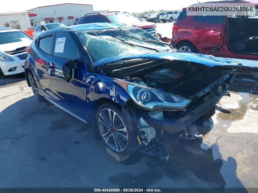 2016 Hyundai Veloster Turbo VIN: KMHTC6AE2GU265566 Lot: 40426569