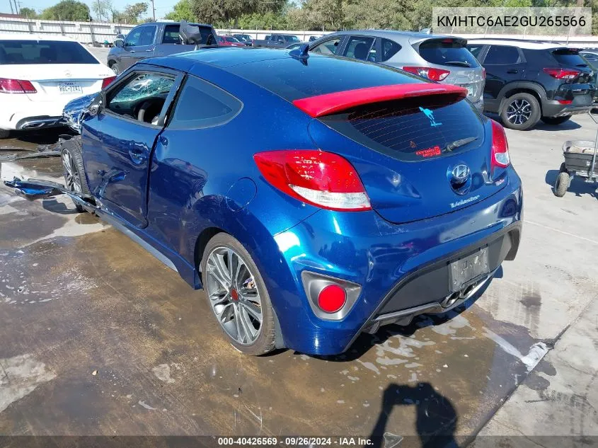 2016 Hyundai Veloster Turbo VIN: KMHTC6AE2GU265566 Lot: 40426569