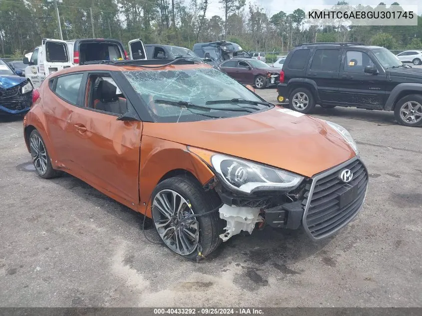 2016 Hyundai Veloster Turbo VIN: KMHTC6AE8GU301745 Lot: 40433292