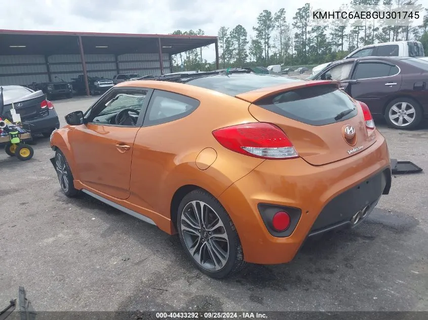 2016 Hyundai Veloster Turbo VIN: KMHTC6AE8GU301745 Lot: 40433292