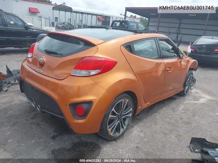 2016 Hyundai Veloster Turbo VIN: KMHTC6AE8GU301745 Lot: 40433292