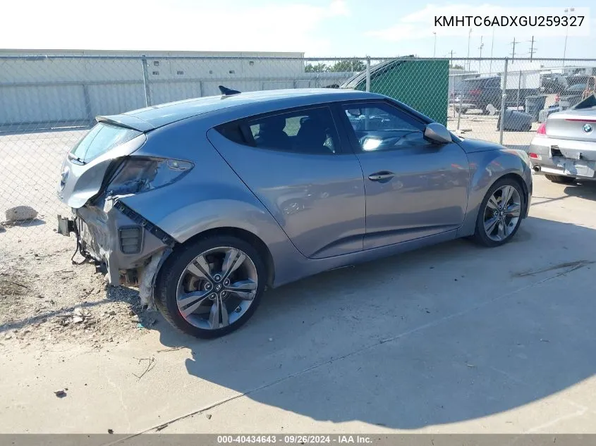 2016 Hyundai Veloster VIN: KMHTC6ADXGU259327 Lot: 40434643