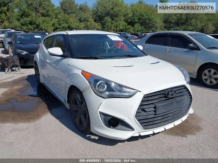 2016 Hyundai Veloster Turbo VIN: KMHTC6AE8GU270576 Lot: 40509081