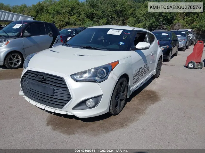 2016 Hyundai Veloster Turbo VIN: KMHTC6AE8GU270576 Lot: 40509081