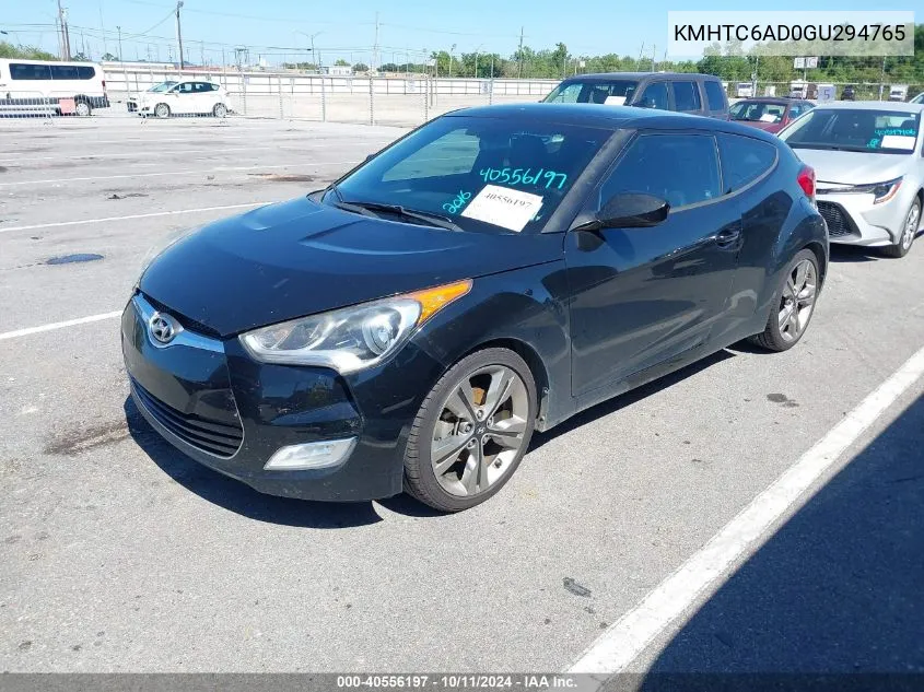 2016 Hyundai Veloster VIN: KMHTC6AD0GU294765 Lot: 40556197