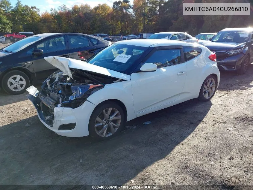 2016 Hyundai Veloster VIN: KMHTC6AD4GU266810 Lot: 40569610