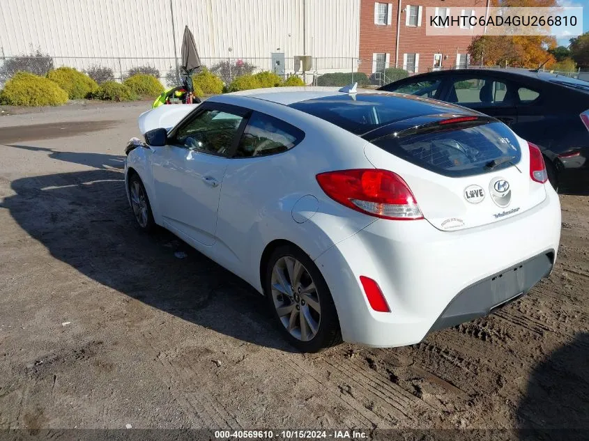 2016 Hyundai Veloster VIN: KMHTC6AD4GU266810 Lot: 40569610