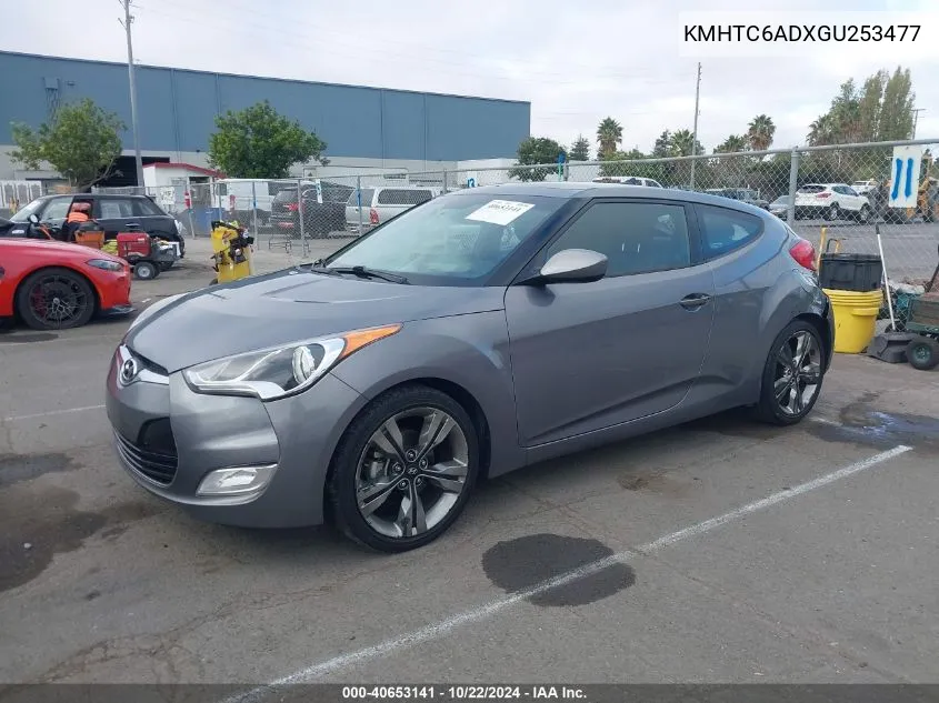 2016 Hyundai Veloster VIN: KMHTC6ADXGU253477 Lot: 40653141