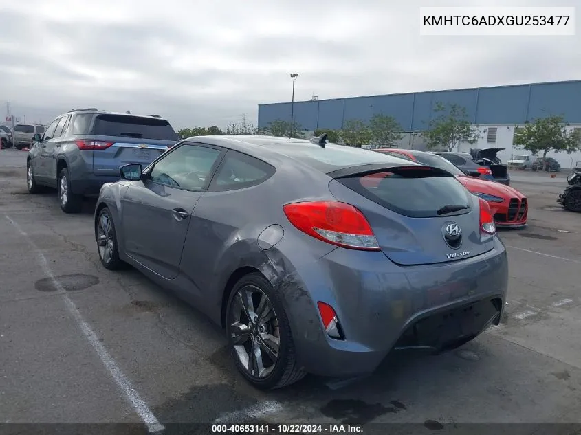 2016 Hyundai Veloster VIN: KMHTC6ADXGU253477 Lot: 40653141