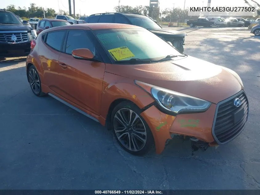 2016 Hyundai Veloster Turbo VIN: KMHTC6AE3GU277502 Lot: 40766549