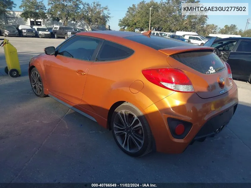 2016 Hyundai Veloster Turbo VIN: KMHTC6AE3GU277502 Lot: 40766549