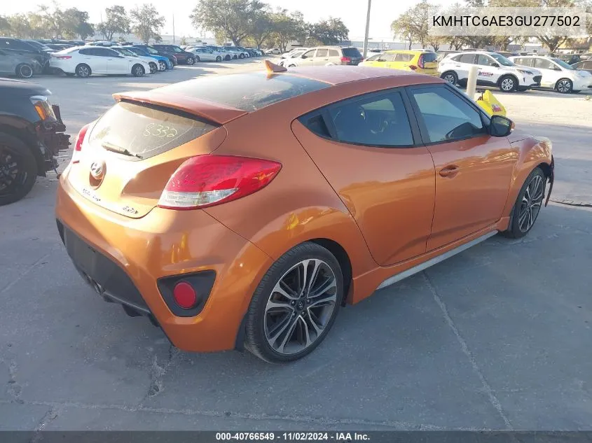 2016 Hyundai Veloster Turbo VIN: KMHTC6AE3GU277502 Lot: 40766549