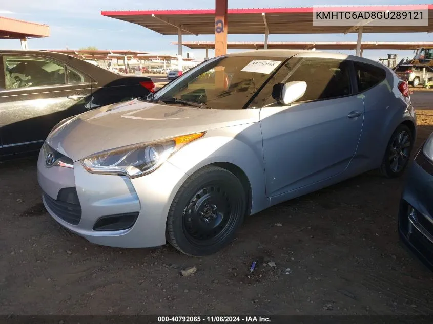 2016 Hyundai Veloster VIN: KMHTC6AD8GU289121 Lot: 40792065