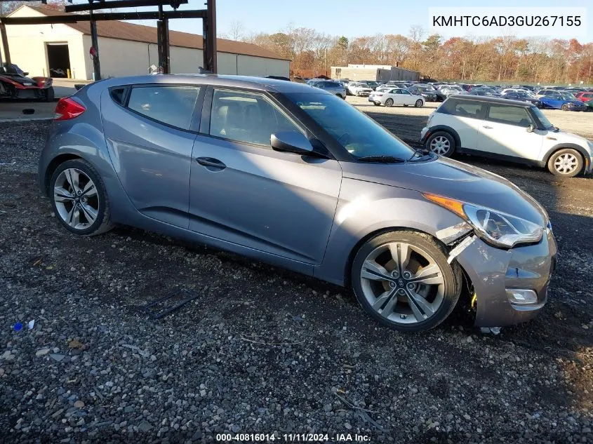 2016 Hyundai Veloster VIN: KMHTC6AD3GU267155 Lot: 40816014