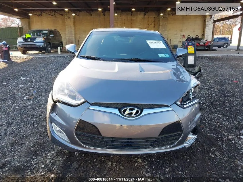 2016 Hyundai Veloster VIN: KMHTC6AD3GU267155 Lot: 40816014