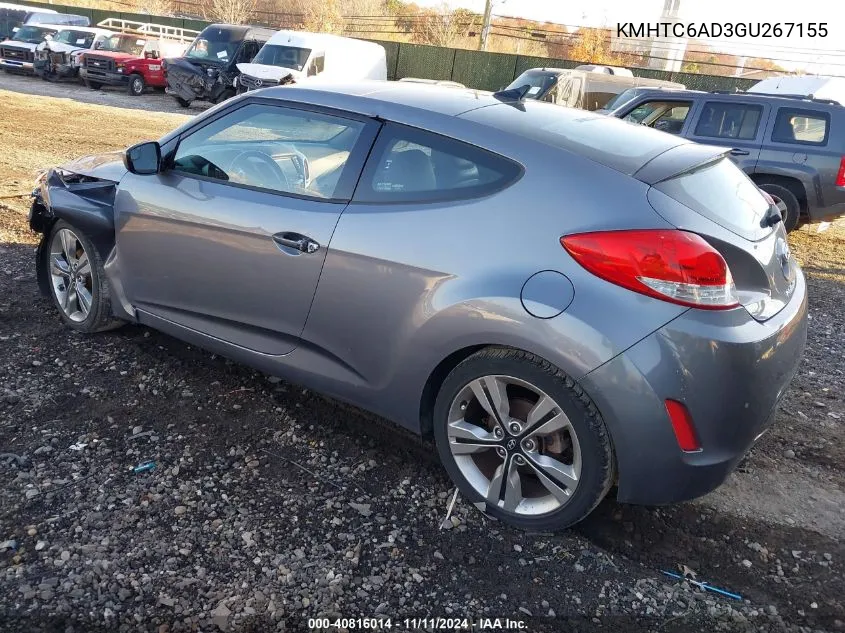 2016 Hyundai Veloster VIN: KMHTC6AD3GU267155 Lot: 40816014