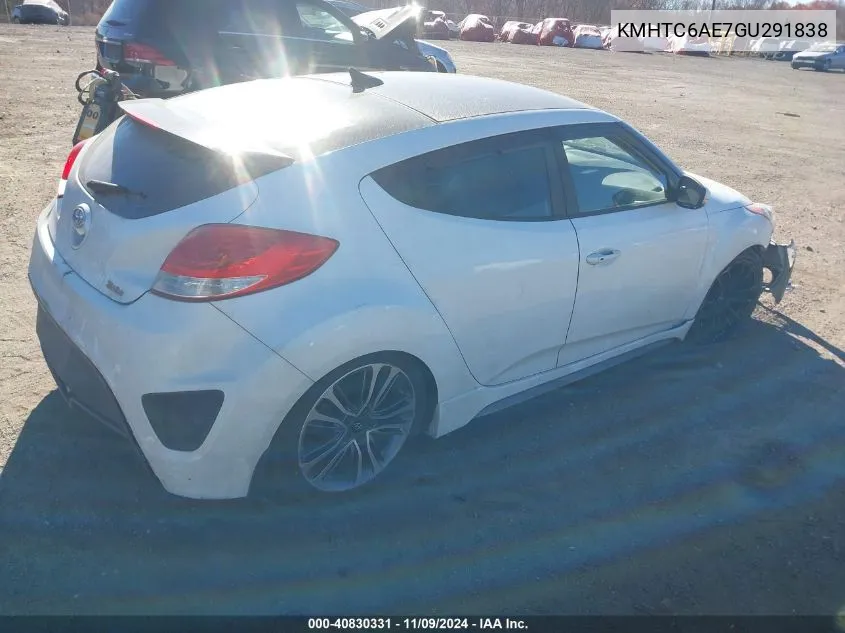 2016 Hyundai Veloster Turbo VIN: KMHTC6AE7GU291838 Lot: 40830331