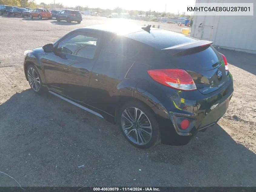 2016 Hyundai Veloster Turbo VIN: KMHTC6AE8GU287801 Lot: 40839079