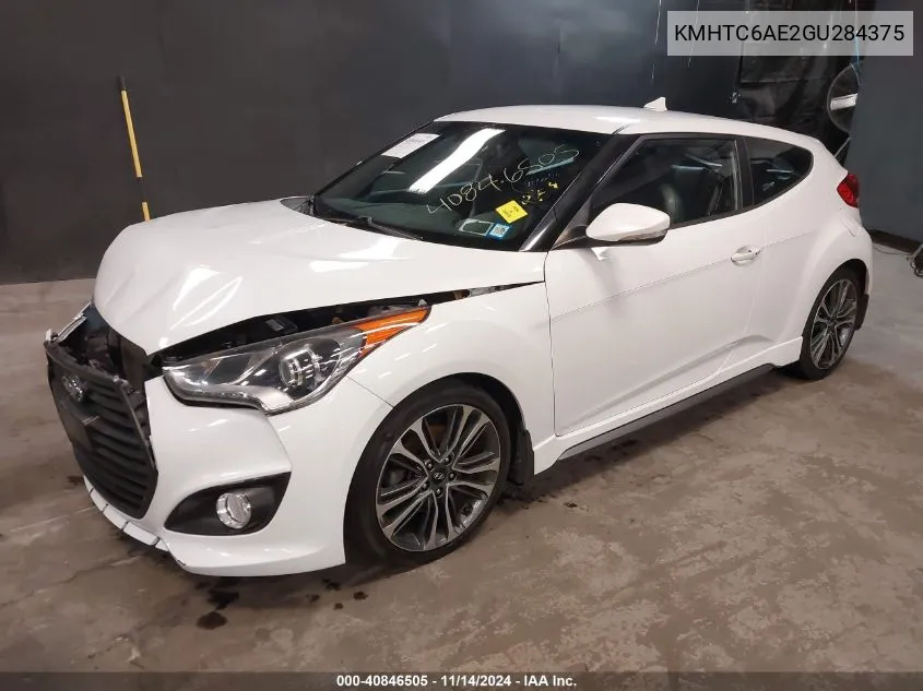 2016 Hyundai Veloster Turbo VIN: KMHTC6AE2GU284375 Lot: 40846505