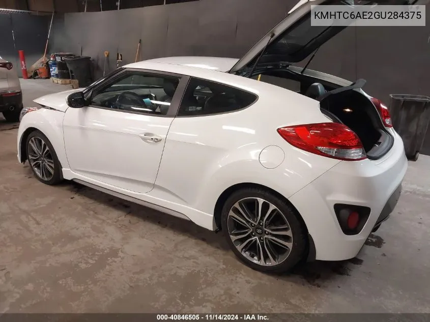 2016 Hyundai Veloster Turbo VIN: KMHTC6AE2GU284375 Lot: 40846505