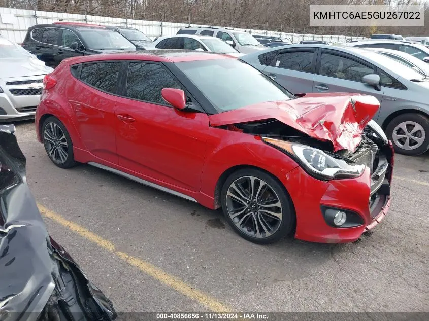 2016 Hyundai Veloster Turbo VIN: KMHTC6AE5GU267022 Lot: 40856656