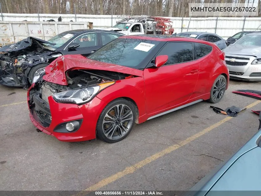 2016 Hyundai Veloster Turbo VIN: KMHTC6AE5GU267022 Lot: 40856656