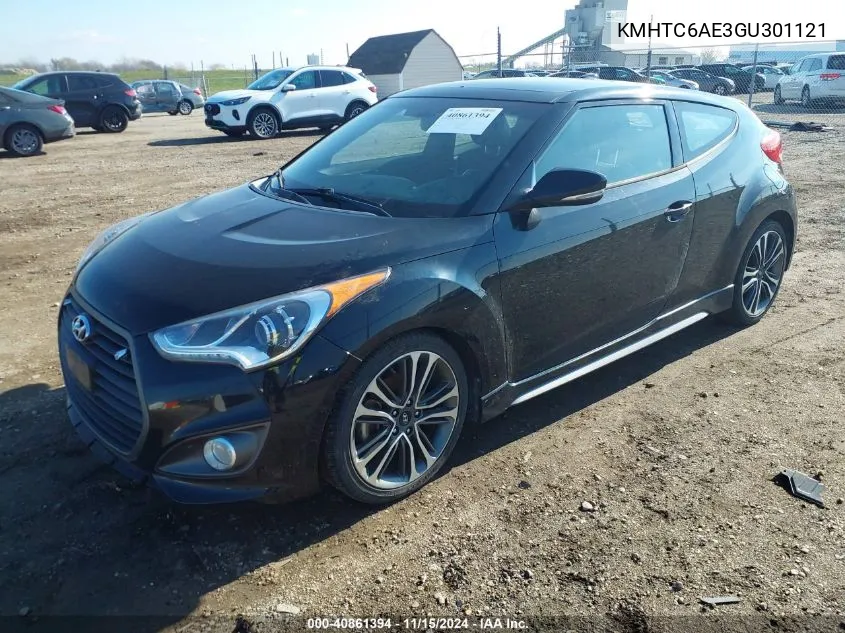 2016 Hyundai Veloster Turbo VIN: KMHTC6AE3GU301121 Lot: 40861394