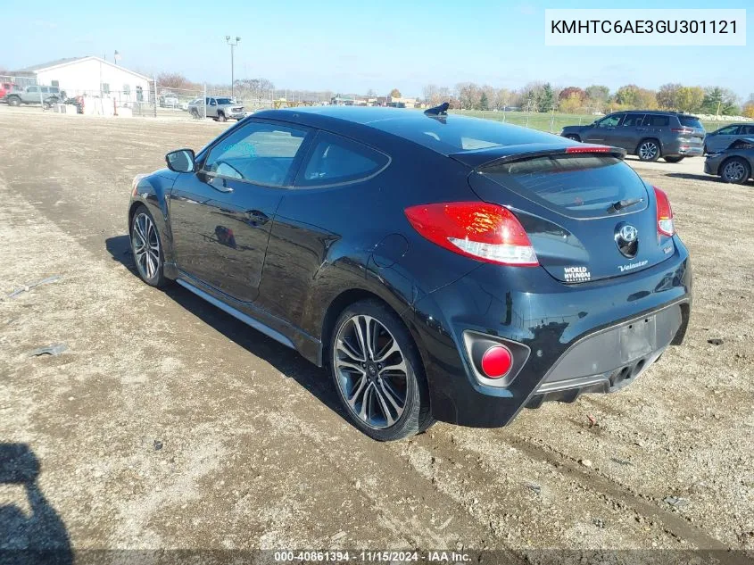 2016 Hyundai Veloster Turbo VIN: KMHTC6AE3GU301121 Lot: 40861394