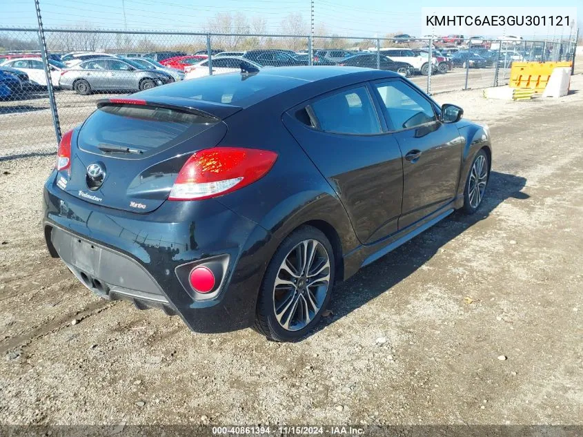 2016 Hyundai Veloster Turbo VIN: KMHTC6AE3GU301121 Lot: 40861394