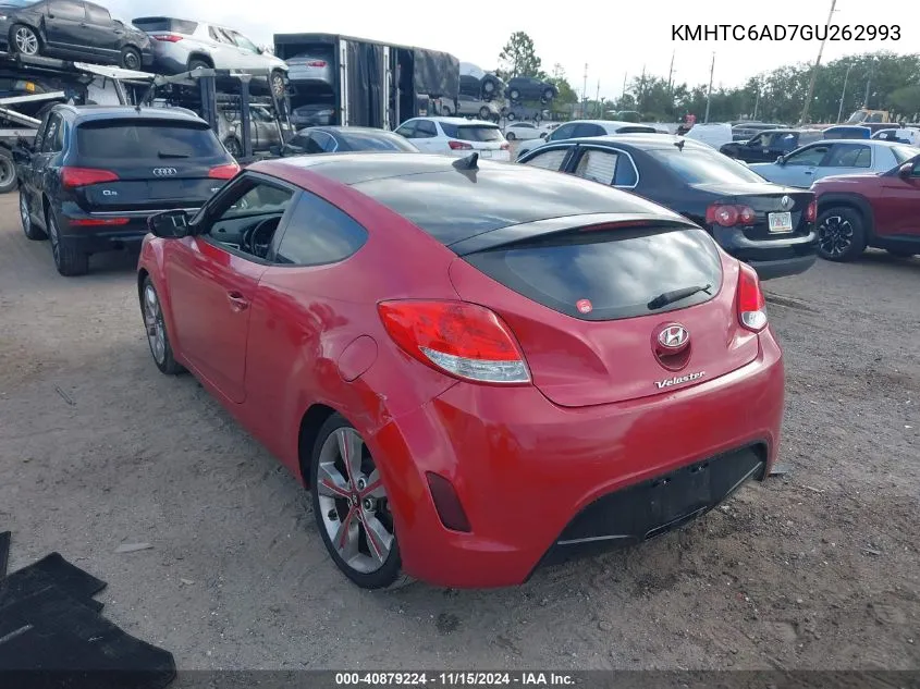 2016 Hyundai Veloster VIN: KMHTC6AD7GU262993 Lot: 40879224