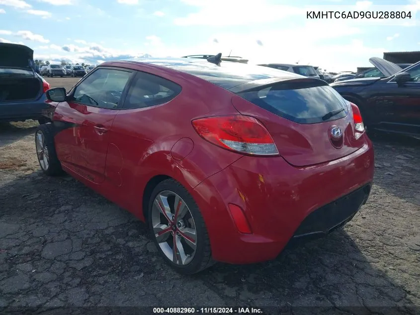 2016 Hyundai Veloster VIN: KMHTC6AD9GU288804 Lot: 40882960