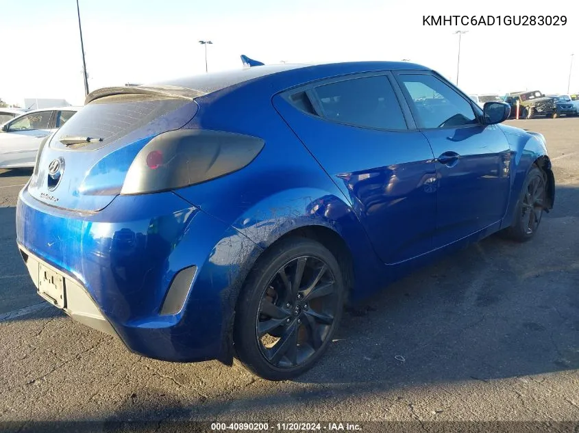 2016 Hyundai Veloster VIN: KMHTC6AD1GU283029 Lot: 40890200