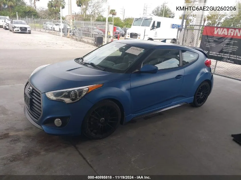 2016 Hyundai Veloster Turbo Rally Edition VIN: KMHTC6AE2GU260206 Lot: 40895818