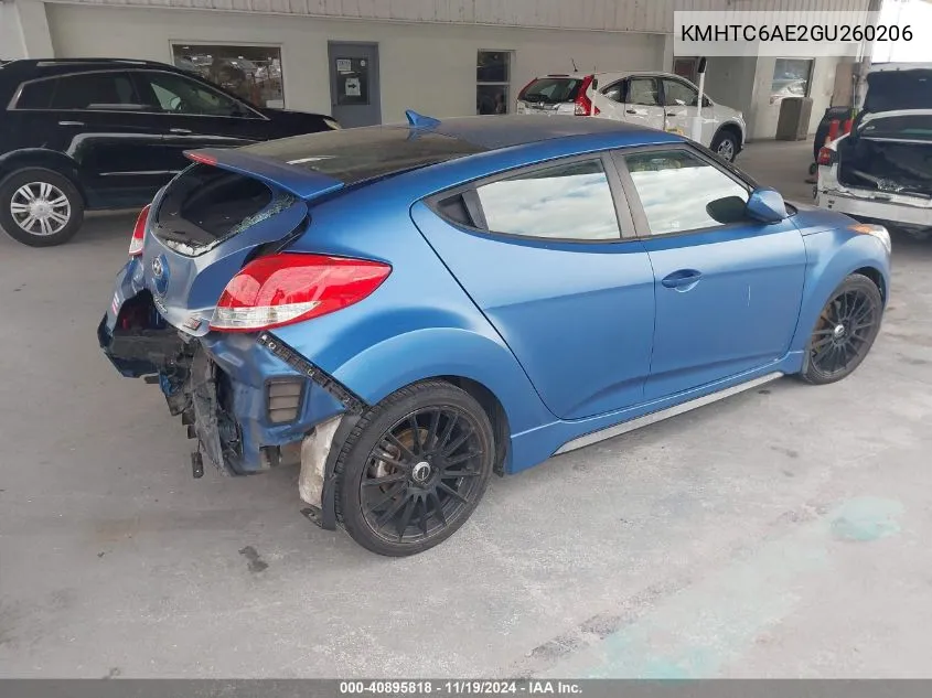 2016 Hyundai Veloster Turbo Rally Edition VIN: KMHTC6AE2GU260206 Lot: 40895818