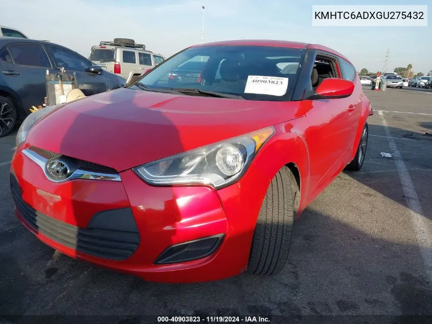 2016 Hyundai Veloster VIN: KMHTC6ADXGU275432 Lot: 40903823