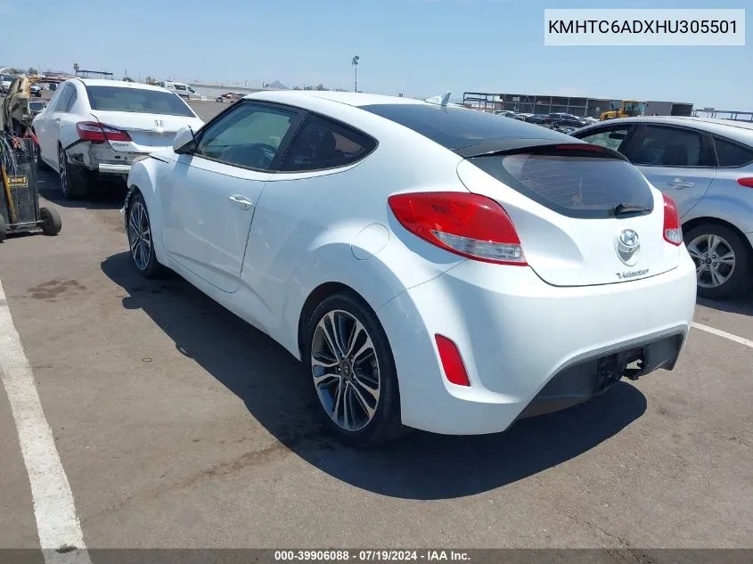 2017 Hyundai Veloster VIN: KMHTC6ADXHU305501 Lot: 39906088