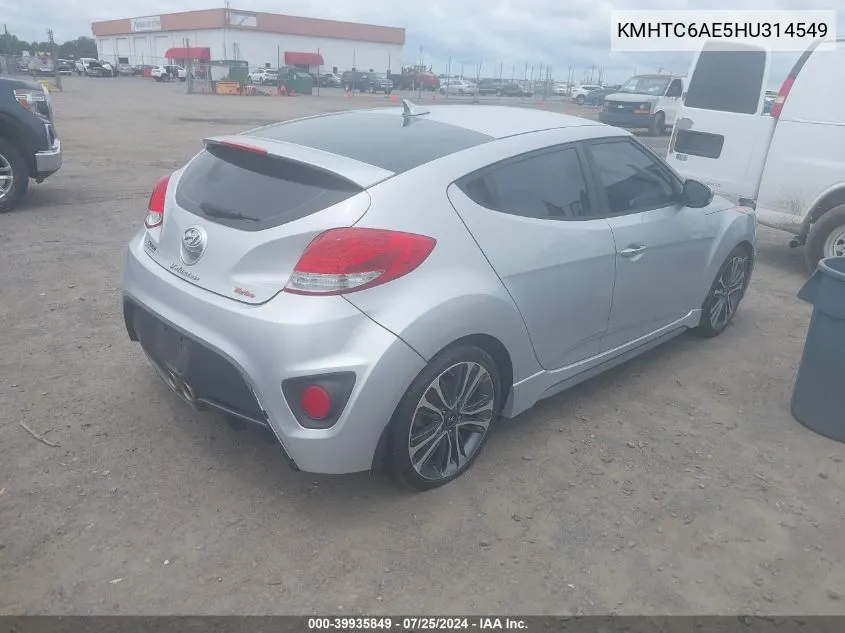 2017 Hyundai Veloster Turbo VIN: KMHTC6AE5HU314549 Lot: 39935849